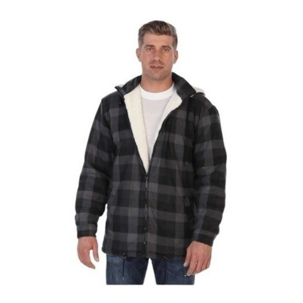 Gioberti Faux Fur Lined Buffalo Plaid‎ Flannel Shacket Jacket M